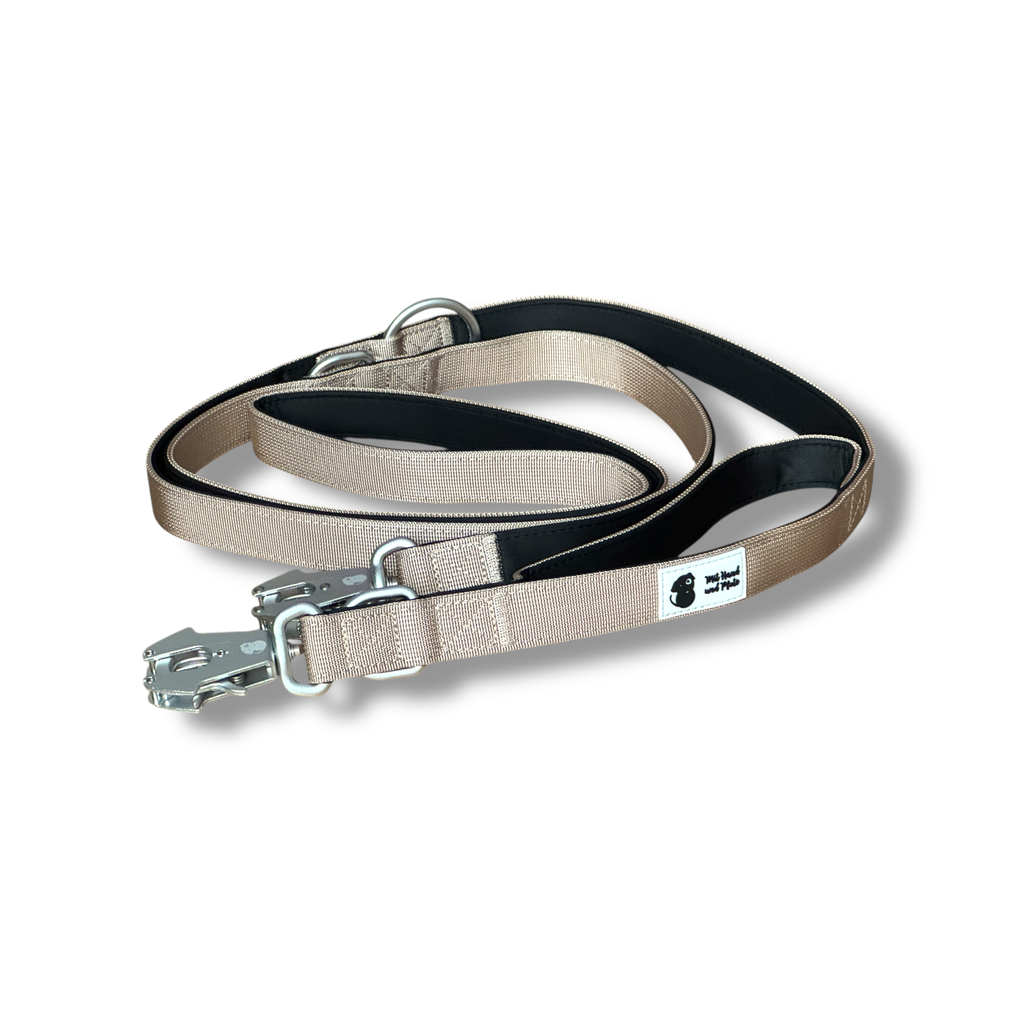 Hundeleine Secure mit integriertem Kurzführer beige