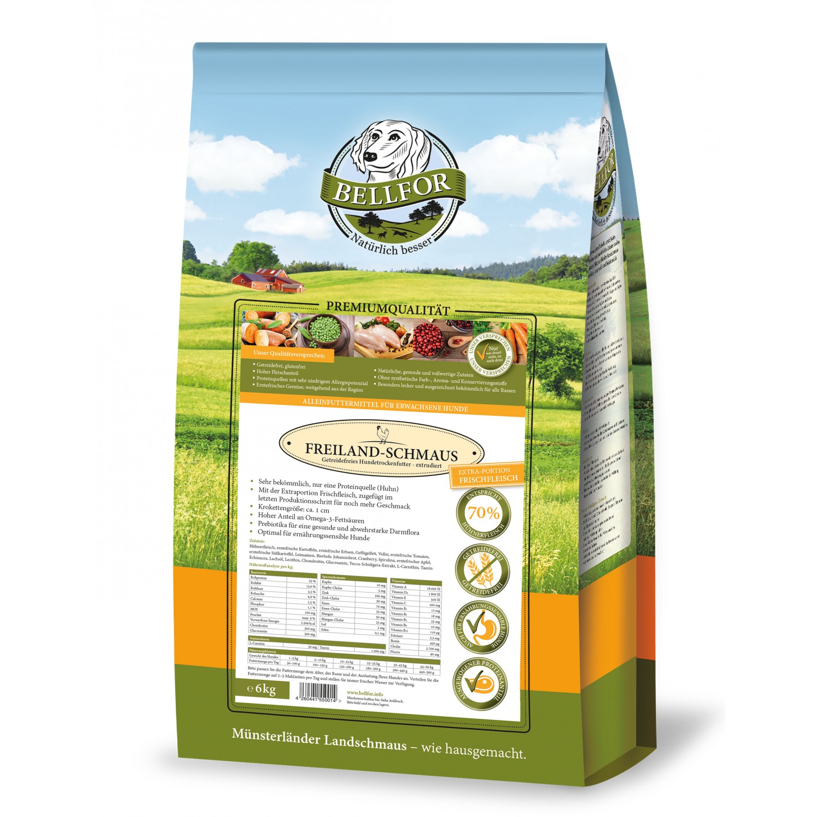 Trockenfutter Freiland-Schmaus mit Huhn von Bellfor